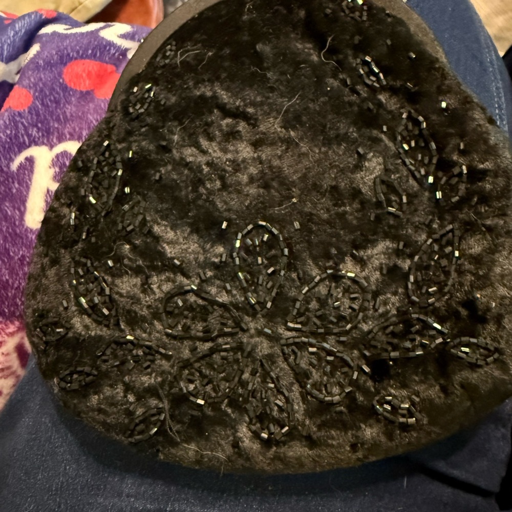 Black Beaded Velvet Bag